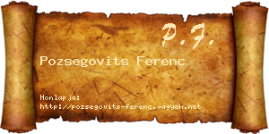 Pozsegovits Ferenc névjegykártya